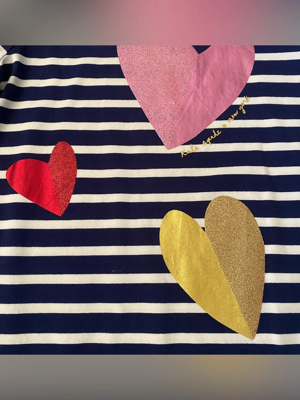 kate spade Stripe cold Shoulder Dress with Multicolor Foil Hearts